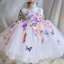   Rochita Astrid Deluxe Volume 0-12 ani alb cu fluture brodat si aplicatii IN STOC 