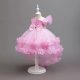 Rochie eleganta fete Maura 3-12 ani roz deschis cu trena si paiete