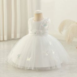 Rochita cu fluturi fetite eleganta alba Rebeca 0-4 ani