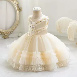 Rochie pentru fetite 0-4 ani crem Marsila lungime medie 