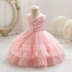   Rochie pentru fetite 0-4 ani roz deschis Marsila lungime medie 