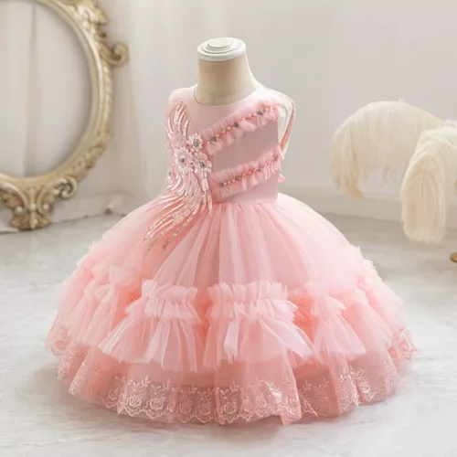 Rochie pentru fetite 0-4 ani roz deschis Marsila lungime medie 