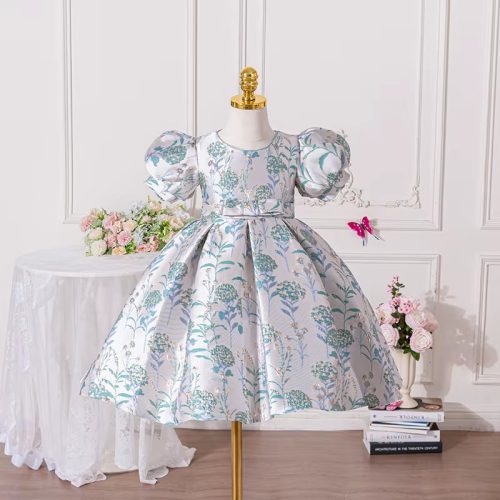 Rochita eleganta fetite albastru Adalia 4-7 ani lungime medie