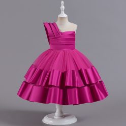 Rochita simpla eleganta Rosana 2-6 ani roz fucsia lungime medie