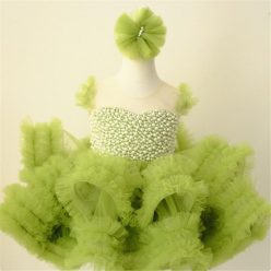 Rochita botez verde cu trena Selenia Deluxe Volume 0-12 ani