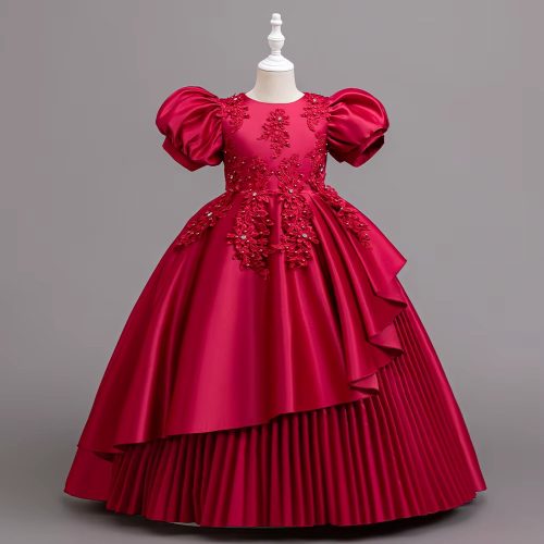 Rochita Mira 4-12 ani bordo tafta cu broderie