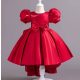 Rochie eleganta fete Camilla satin 3-12 ani rosie cu trena