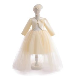 Rochita Kira cu bolero si trena 3-8 ani crem