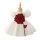 Rochie pentru fetite 0-4 ani alba cu floare bordo lungime medie 