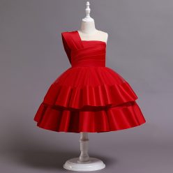 Rochita simpla eleganta Rosana 2-6 ani rosie lungime medie