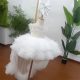 Rochita botez alba cu trena Selenia Deluxe Volume 0-12 ani