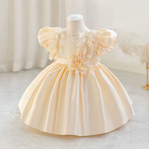 Rochita eleganta fetite crem Mishel 1-5 ani lungime medie