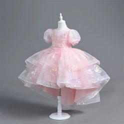 Rochie eleganta fete Calisto 3-12 ani roz cu trena