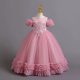 Rochita elegante fete Ivana 3-12 ani roz pudra lunga