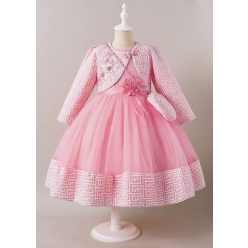 Rochita eleganta roz deschis Marisa 3-12 ani cu bolero  maneca lunga si gentuta