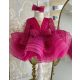 Rochita  botez Renata Deluxe Volume  1-12 ani roz fucsia cu maneca lunga