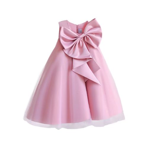 Rochita roz pudra comoda evazata 2-8 ani Miruna cu funda