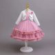 Rochita eleganta fetite Camy roz pudra 3-8 ani cu bolero alb maneca lunga