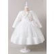 Rochita eleganta alba Marisa 3-12 ani cu bolero  maneca lunga si gentuta