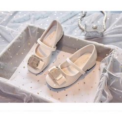 Pantofi eleganti fetite cu toc bej de lac  Betty 25-38 IN STOC
