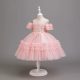 Rochita eleganta fetite nunta Erika roz deschis 3-12 ani lungime medie cu broderie si tulle