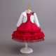 Rochita eleganta Ozana bordo 3-8 ani cu bolero alb maneca lunga