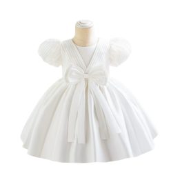 Rochita zi de nastere eleganta fetite alba Joana 1-7 ani