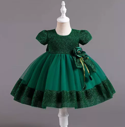Rochita eleganta fete verde Limea 2-8 ani lungime medie