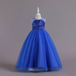 Rochita elegante fete Fenicia 3-12 ani albastru lunga