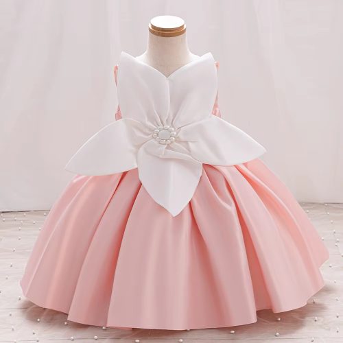 Rochita Florina 2-8 ani roz cu floare alba tafta