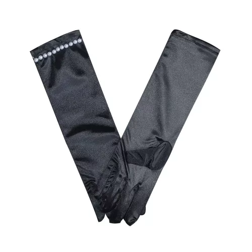 Manusi negre elegante pentru copii cu strasuri tip printesa