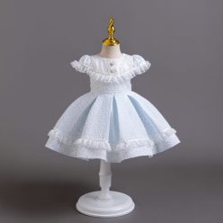   Rochita botez eleganta fetite Mirela albastru deschis 0-4 ani 