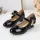 Pantofi negri cu toc fetite eleganti cu lac Evelin 26-38 