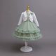 Rochita eleganta fetite Camy verde 3-8 ani cu bolero alb maneca lunga