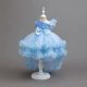 Rochie eleganta fete Maura 3-12 ani albastru deschis cu trena si paiete