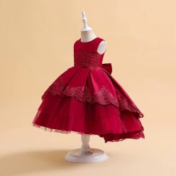 Rochie eleganta fete Edera 3-12 ani bordo cu trena