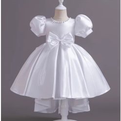 Rochie eleganta fete Camilla satin 3-12 ani alba cu trena