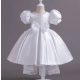Rochie eleganta fete Camilla satin 3-12 ani alba cu trena