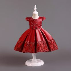   Rochita de ocazie fete Catia 2-5 ani rosu bordo lungime medie