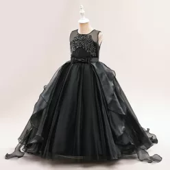   Rochita eleganta fete Florence 4-15 ani lunga neagra cu trena