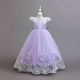 Rochie lunga de ocazie fete mov Magdalena 3-12 ani broderie