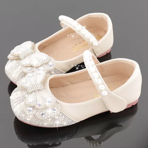 Pantofi fara toc cu fluture fundita si perlute fetite Estefana 25-35