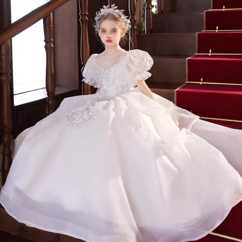 Rochita alba mireasa mica fluturi eleganta fetite Adeline DELUXE Volume lunga 2-12 ani