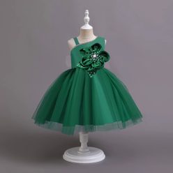 Rochita eleganta fetite verde Matilde 3-12 ani lungime medie