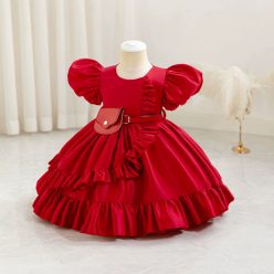 Rochie de ocazie pentru fetite 1-5 ani Kylie rosie bordo lungime medie