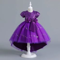 Rochie eleganta fete Corina 3-12 ani mov cu trena