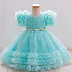 Rochita eleganta fetite nunta Selina verde deschis 3-12 ani lungime medie