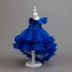 Rochie eleganta fete Maura 3-12 ani albastru inchis cu trena si paiete