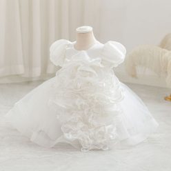 Rochie de ocazie pentru fetite 1-5 ani Serena alba lungime medie