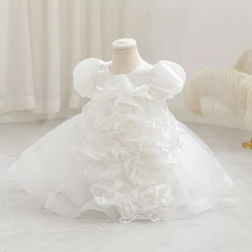 Rochie de ocazie pentru fetite 1-5 ani Serena alba lungime medie